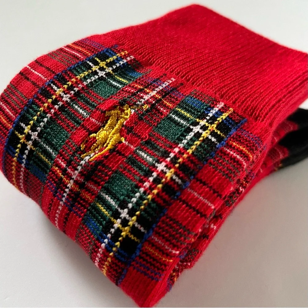New Ralph Lauren Red plaid long socks
